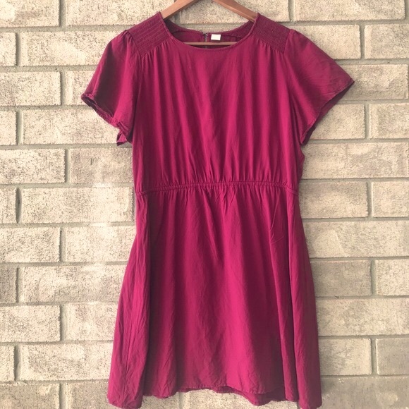 Old Navy Rayon Waist Defined Maroon Dress - Picture 1 of 5